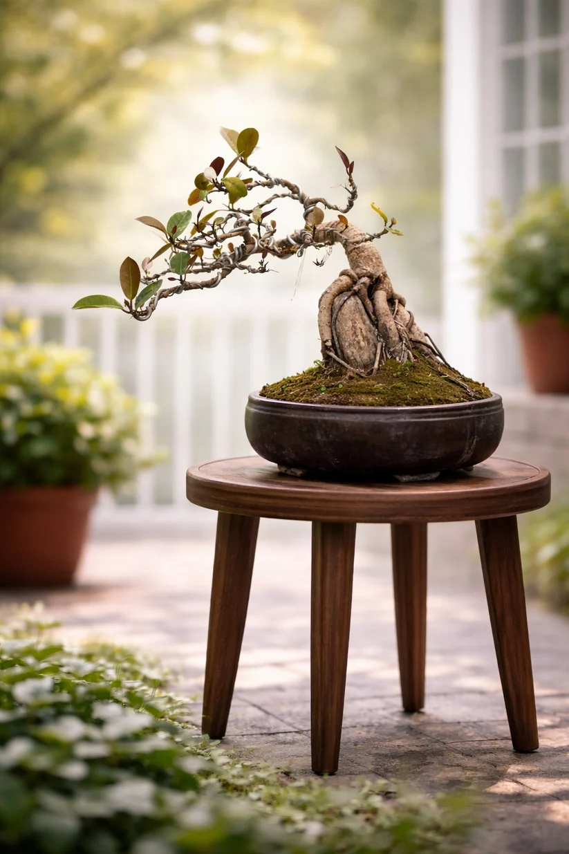 Australian Silver Ficus Bonsai | Root Over Rock Bonsai Tree | Premium Wired Bonsai | Indoor Outdoor Decorative Plant